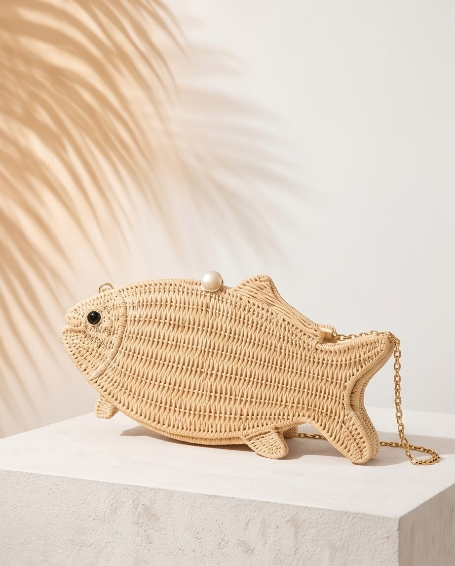 Fish Bag Ratan 3600.000 B Fish, bolso artesanal de Mohama